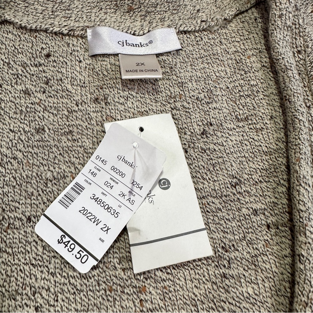 CJ Banks Tan/Confetti Open View Vest Women’s Size 2X - Picture 4 of 13